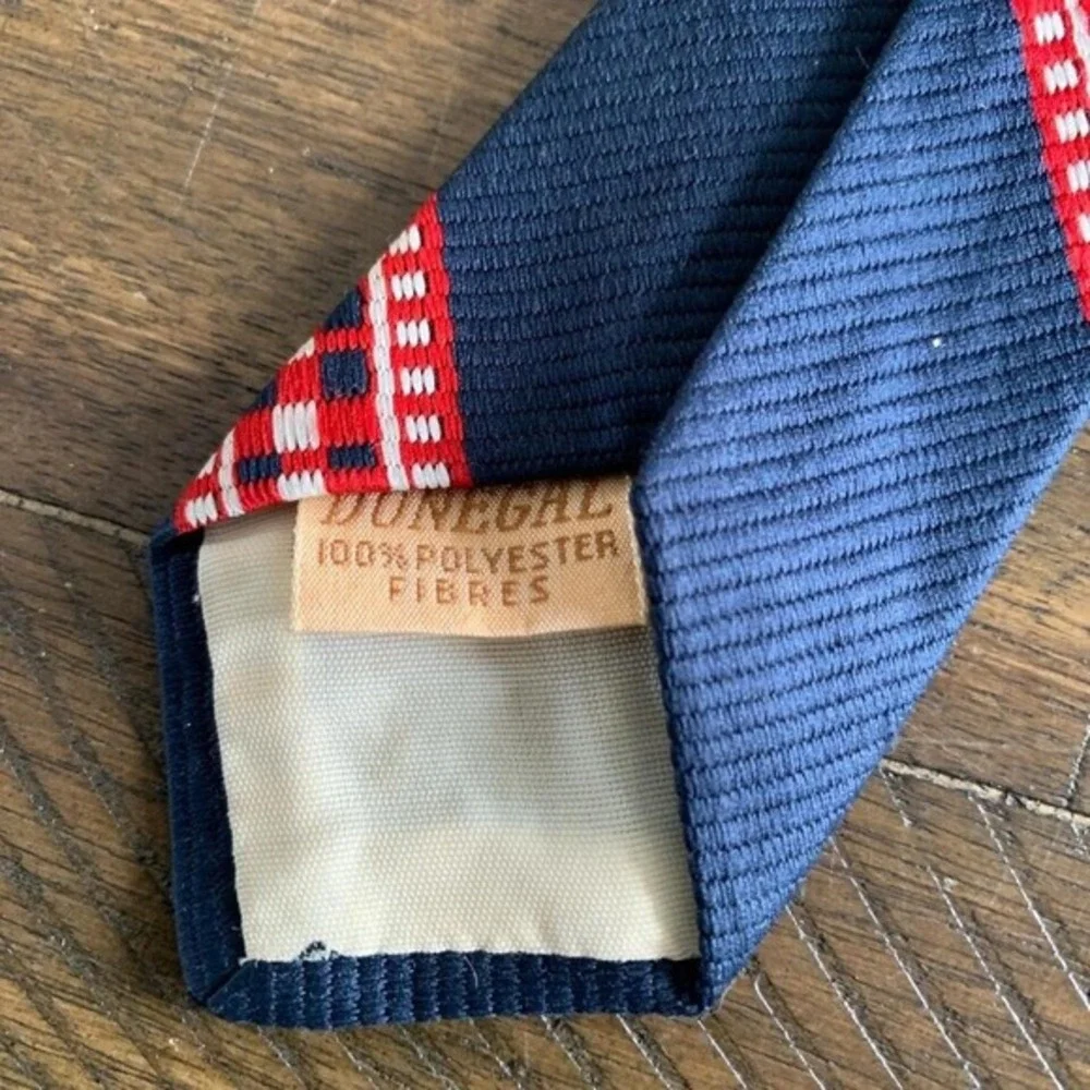 Dunegal Vintage Men's Neck Tie Red White Blue‎ Career Casual Diagonal Stripe